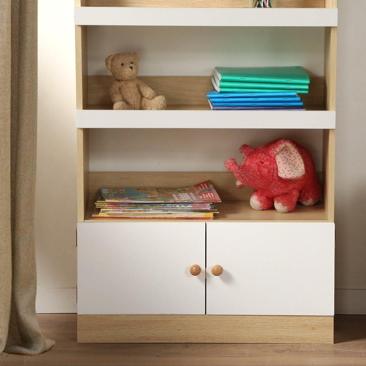 AUFBEWAHRUNGSREGAL mit 2 Türen für Kinder 106/25,5/62,8 cm - Apfelbaumfarben, Holzwerkstoff (25.5/106/62.8cm) - Calicosy