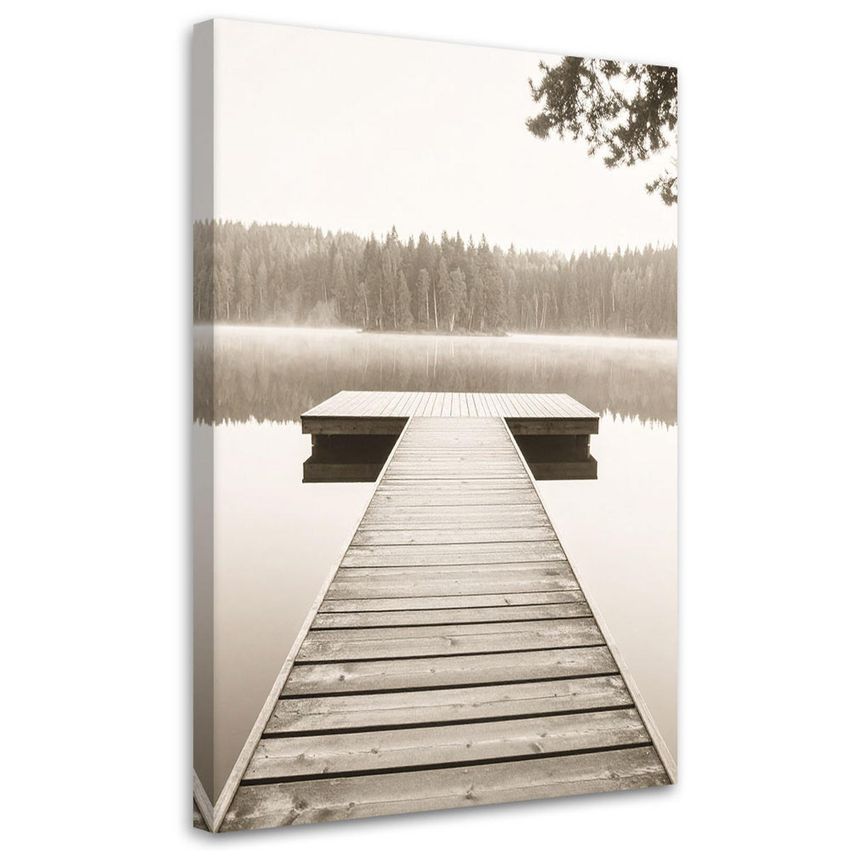 LEINWANDBILD Pier Seelandschaft Natur 40x60cm - Beige, Textil (40/60cm) - Feeby