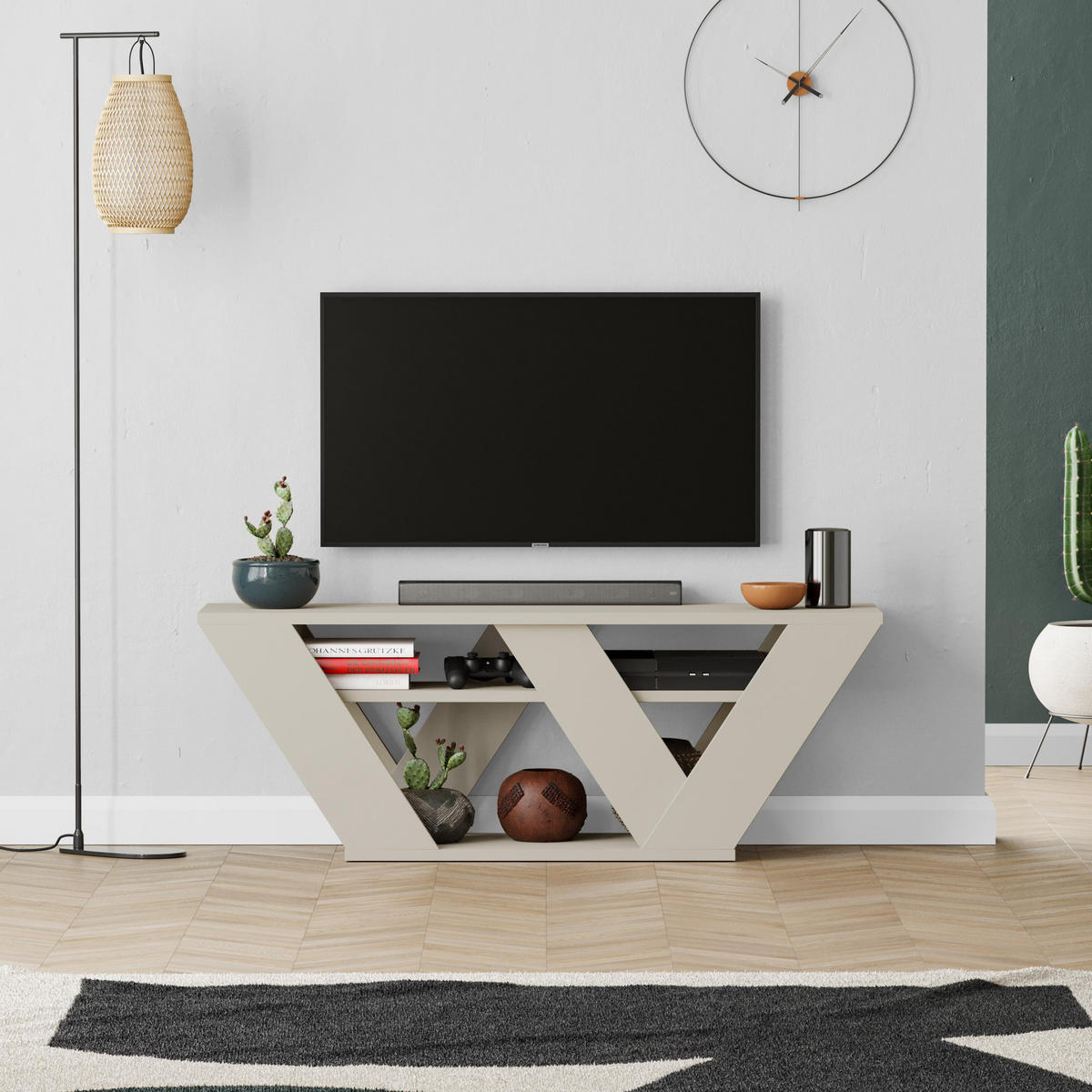 LOWBOARD Pipralla Sandstein 110/30/40 cm - Sandfarben, Holzwerkstoff (110.5/40/30cm) - Decortie