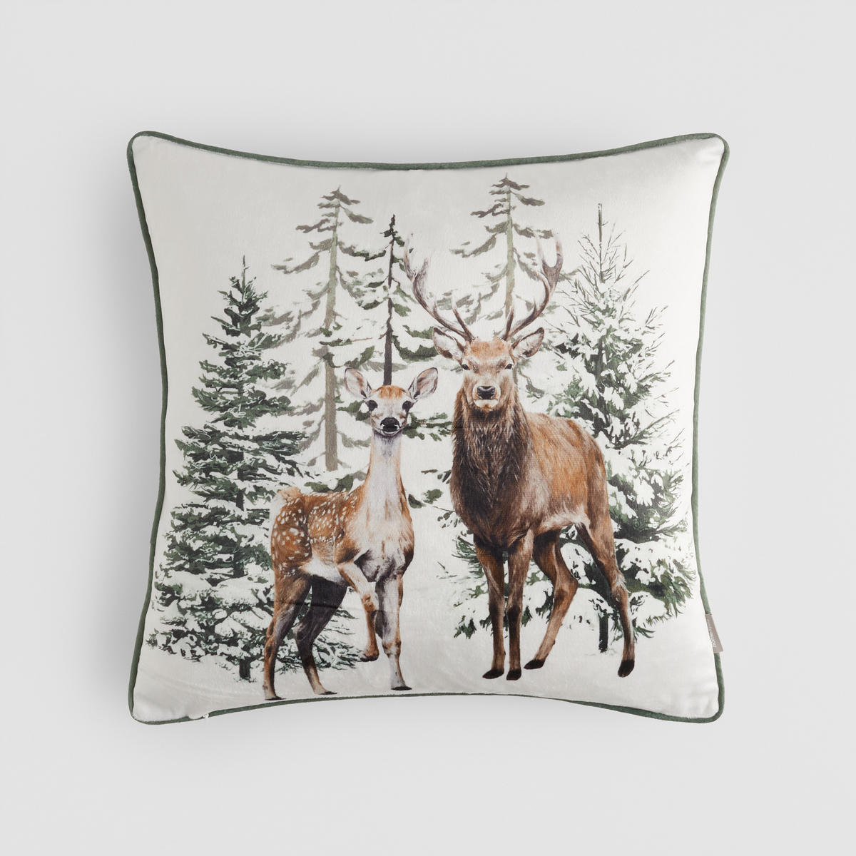 KISSENBEZUG Hirvedo, 45x45cm, Beige, Weihnachten Kissenhülle, Weihnachtsdeko, Christmas, Weihnachtsmotiv Sofakissen Dekokissenbezuge - Beige, Kunststoff (45/45cm) - home&you