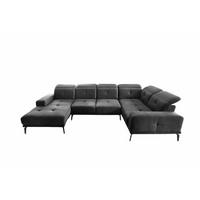 WOHNLANDSCHAFT mit Sitztiefenverstellung, wasserabweisender Nube-Stoff der Spitzenklasse - Dunkelgrau/Schwarz, Textil/Metall (210/77/350cm) - Eltap