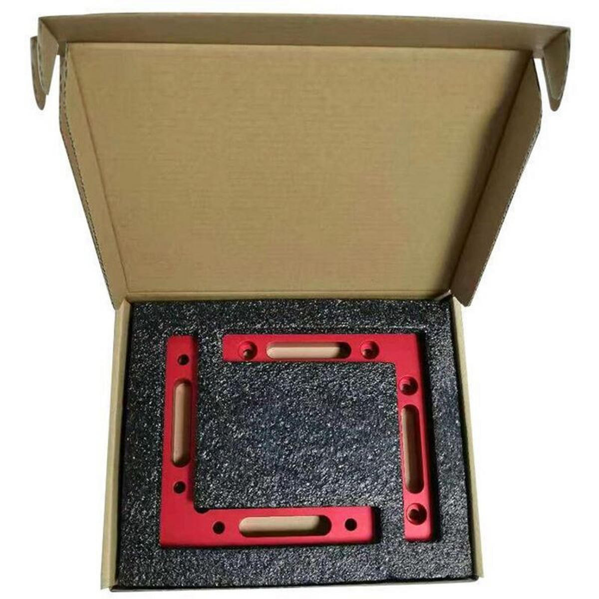 MESSLINEAL – 12 x 12 cm – für Holzbearbeitungsboxen, Rahmen, Regale und Schränke – rot, 2er-Pack - Rot, Metall (12/12/1.5cm) - DCA