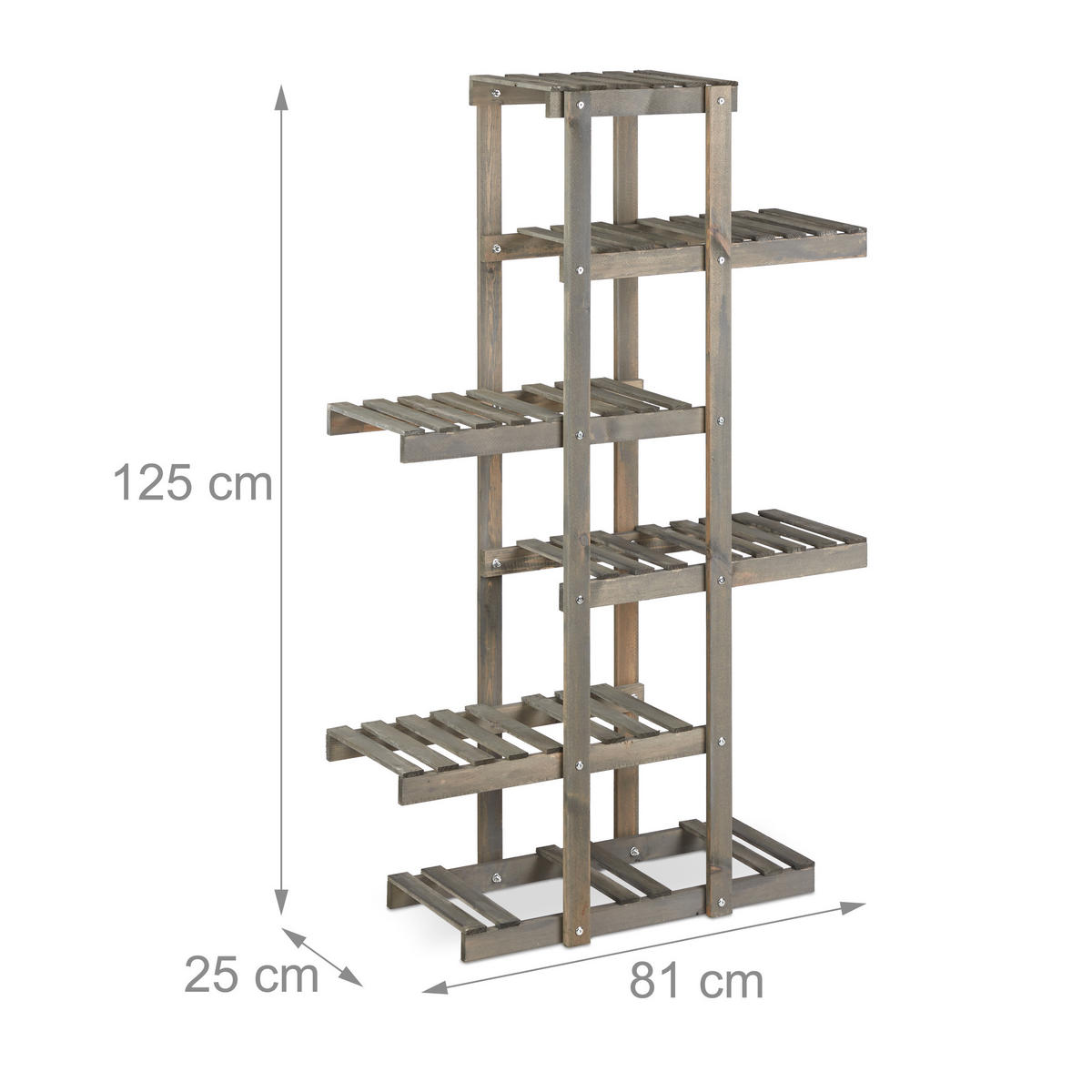 BLUMENREGAL - Grau, Holz (81/125/25cm) - Relaxdays