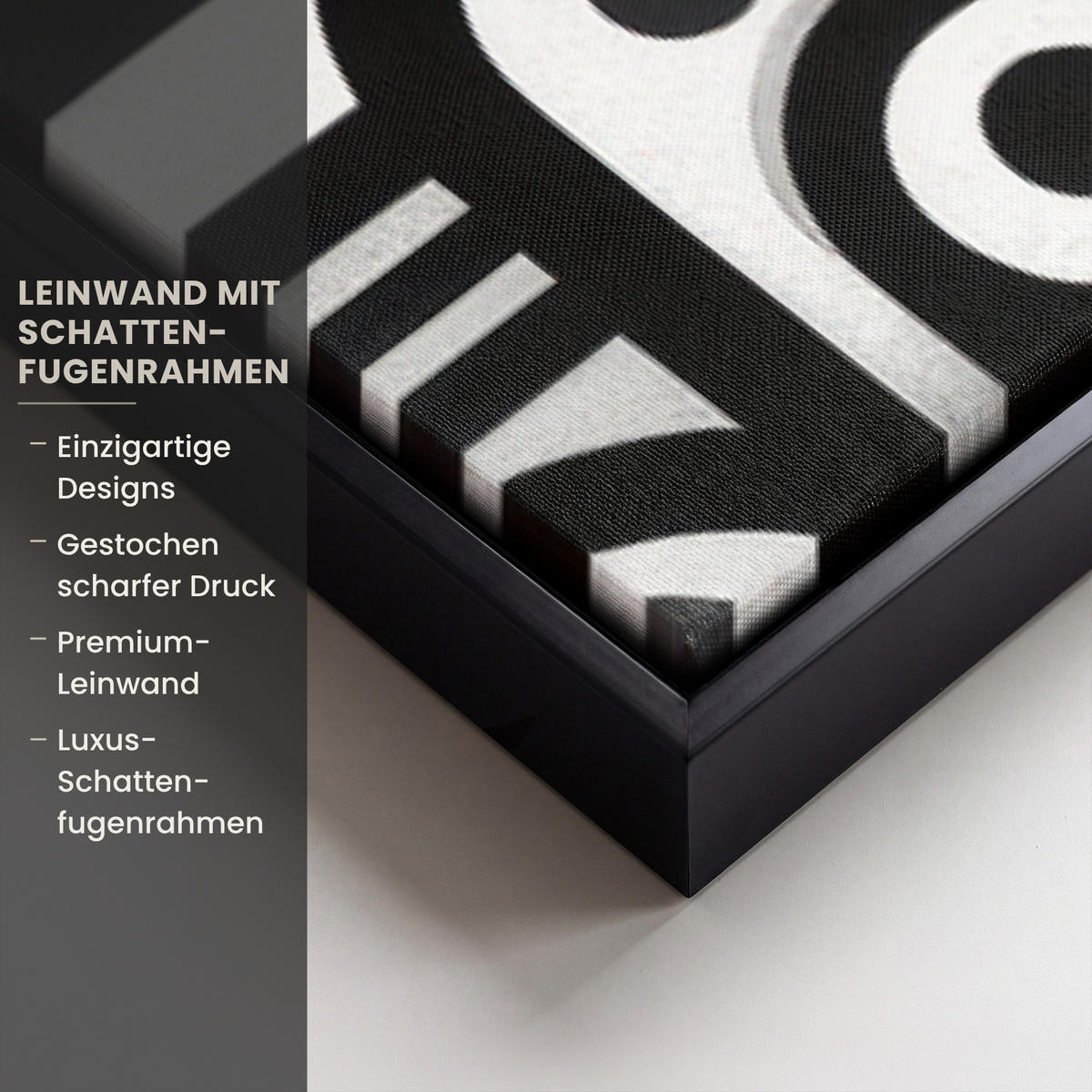 LEINWAND Bilder mit Rahmen - Symbole - Abstrakt - Grafik - Schwarz - 90x140 - Schwarz, Textil (90/140cm) - MuchoWow