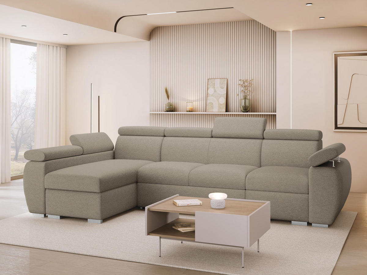 ECKSOFA Boston LCP, Seite: Links LCP+2R+1P(65) - Kaschmir/Silberfarben, Holz/Textil (320/170cm) - MIRJAN24