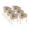 STUHL mit Armlehnen 6er-Set - Samt & Goldfarbenes Metall - Beige - ZAOVA - Beige, Textil (57/76/61cm) - Pascal Morabito