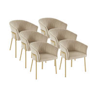 STUHL mit Armlehnen 6er-Set - Samt & Goldfarbenes Metall - Beige - ZAOVA - Beige, Textil (57/76/61cm) - Pascal Morabito