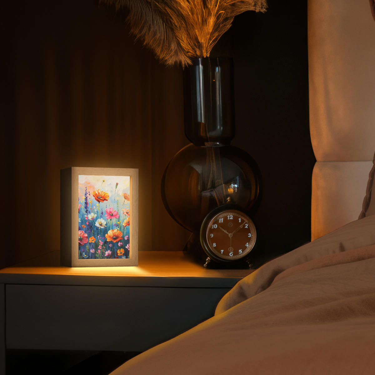 STOLNÍ LAMPA Květiny - Příroda - Akvarel - Umění 15x20 cm - starorůžová, kompozitní dřevo (8/15/20cm) - OnlyWow