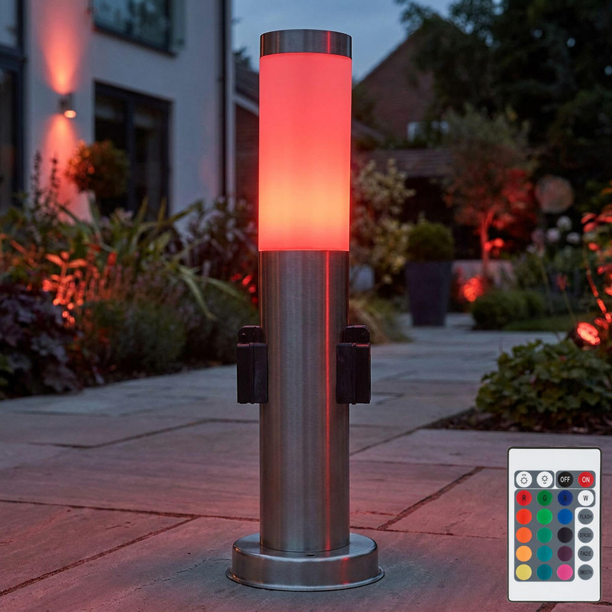 LED WEGELEUCHTE Edelstahl Silber - Silberfarben, Kunststoff (8/8/45cm) - Globo Lighting