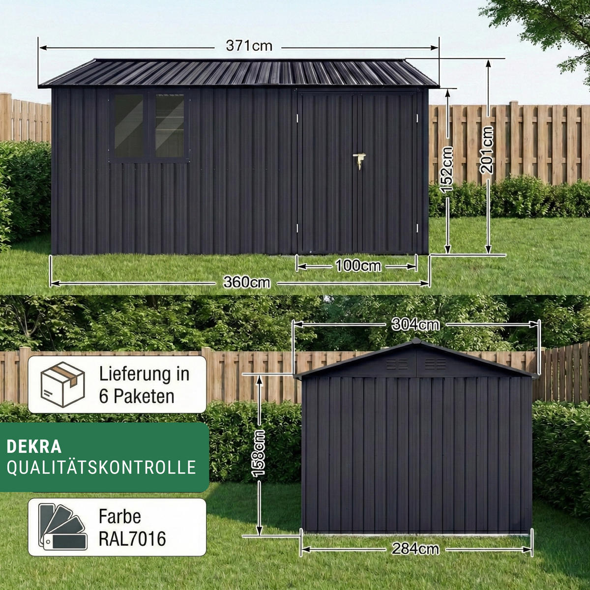 GERÄTEHAUS XXXL - Anthrazit, Metall (392/201/308cm) - Albatros