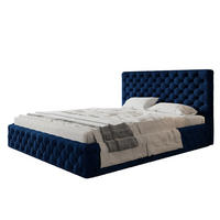 BETT 140x200 - Polsterbett mit Bettkasten und Holzrahmen - Elegant Betten - Glatter Kronos-Stoff - Kollektion Miami, Blau - AlpiMeble - Dunkelblau, Holz/Kunststoff (140/200cm) - Alpi-Möbel