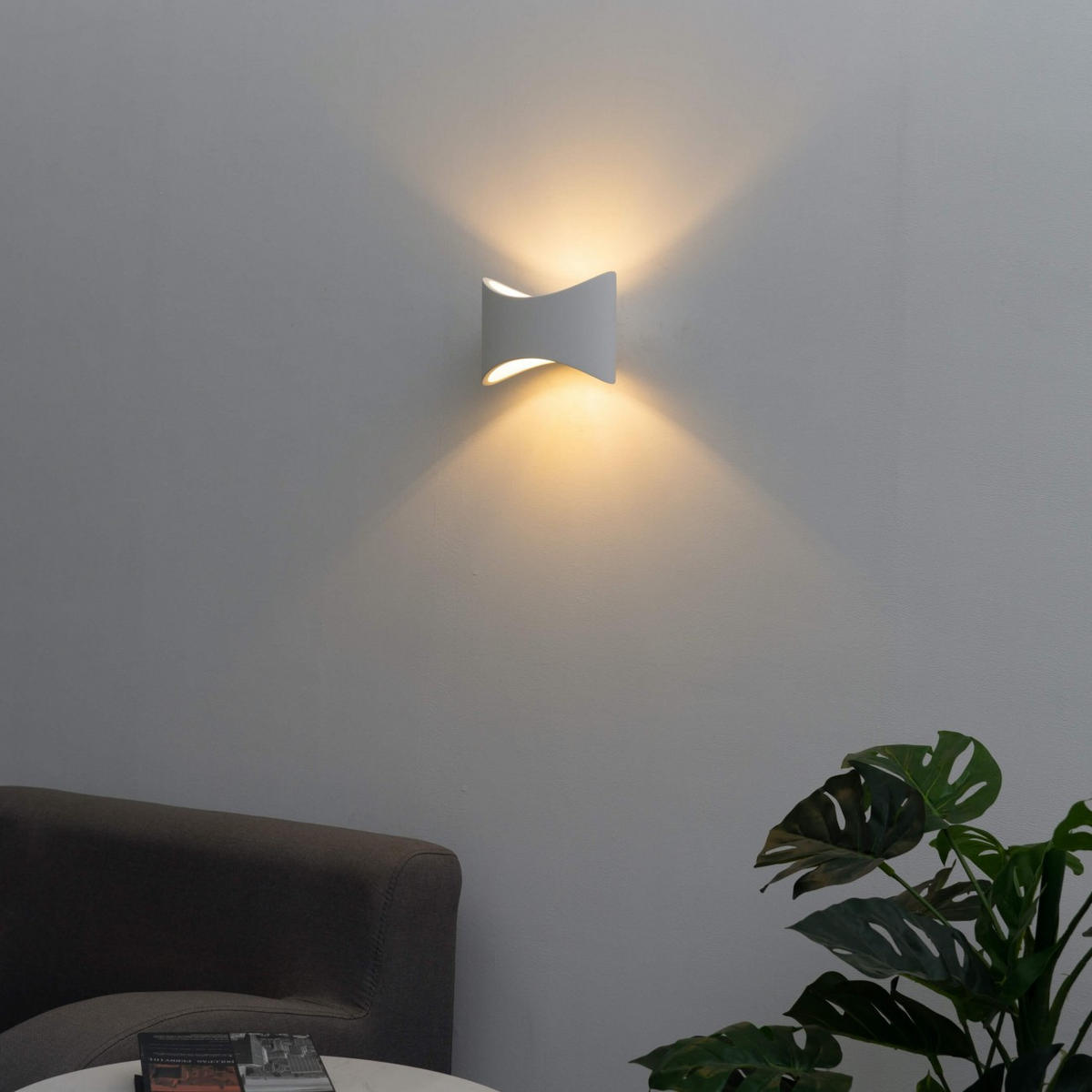 WANDLEUCHTE Calixta, Weiß, 20cm - Weiß, Naturmaterialien (13.3/14.7/20cm) - KOSILUM