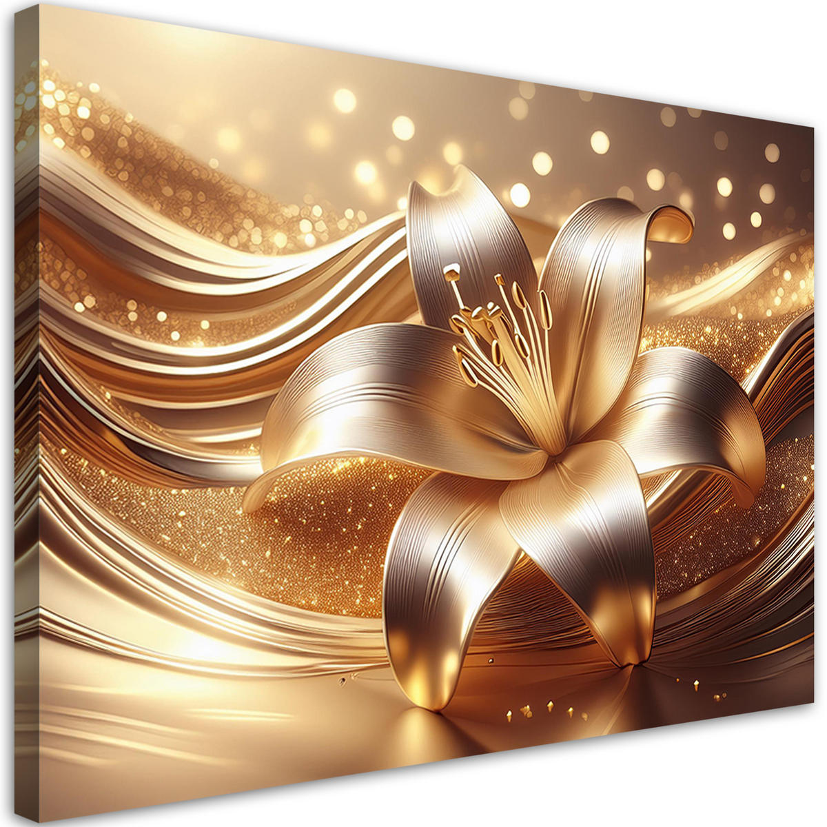 WANDBILD blume gold glamour - Goldfarben, Textil (60/40cm) - Feeby