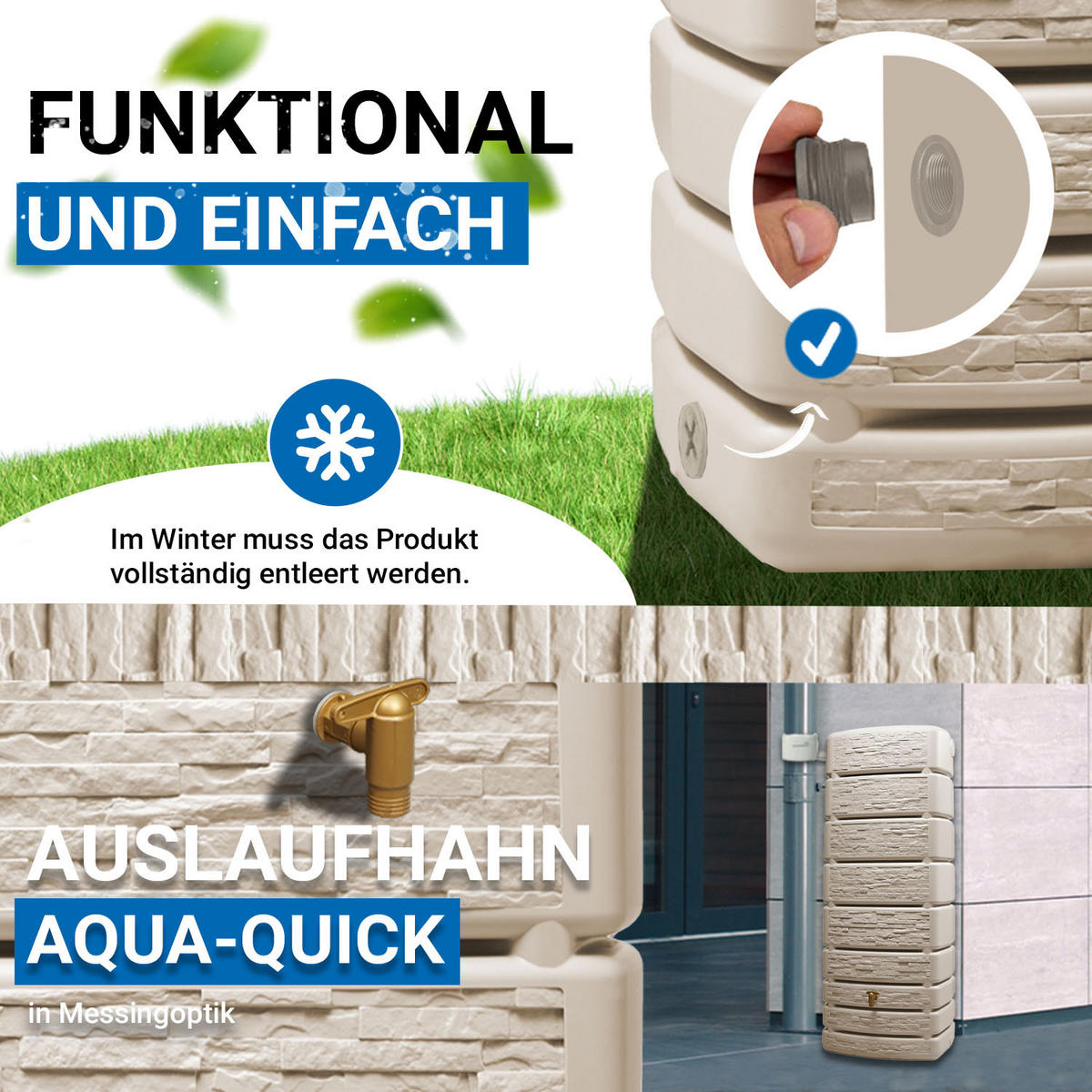 WANDTANK 500 L, sandbeige - Beige, Kunststoff (75/184/51cm) - 4rain