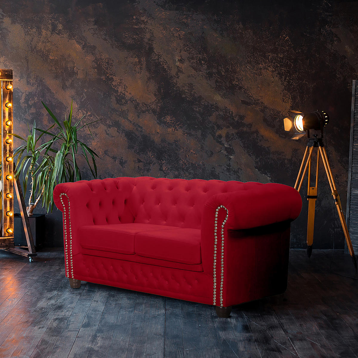 2-SITZER SOFA - Buchefarben/Rot, Buchenholz/Textil (148/72/86cm) - home24