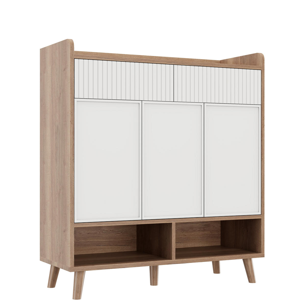 SCHUHSCHRANK aus MDF & Spanplatte 90x35x100cm in Weiß mit Kippsicherung - Weiß, Holzwerkstoff (90/100/35cm) - Modfu