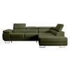 ECKSOFA Stevil Olivgrün Velours - Silberfarben/Olivgrün, Textil/Metall (275/203cm) - Selsey