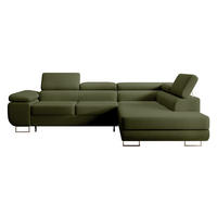 ECKSOFA Stevil Olivgrün Velours - Silberfarben/Olivgrün, Textil/Metall (275/203cm) - Selsey