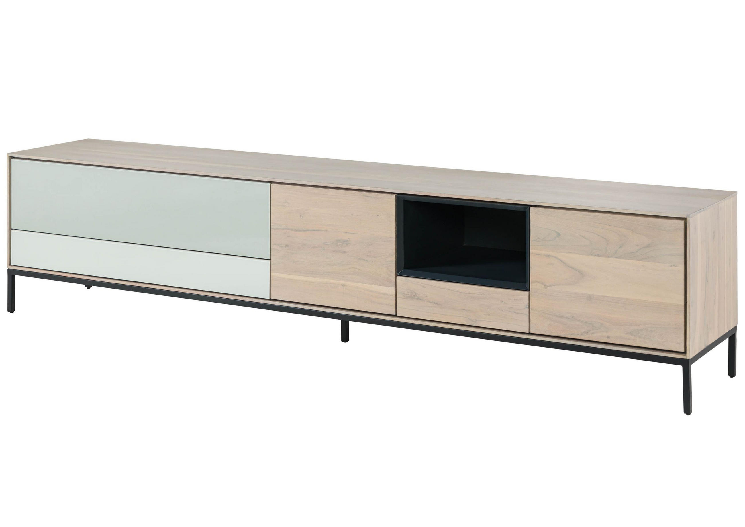 TV-BOARD Akazie 240x45x55 grau-weiß geölt CHICAGO #03 - Braun, Holz (45/55/240cm) - Massivmoebel24