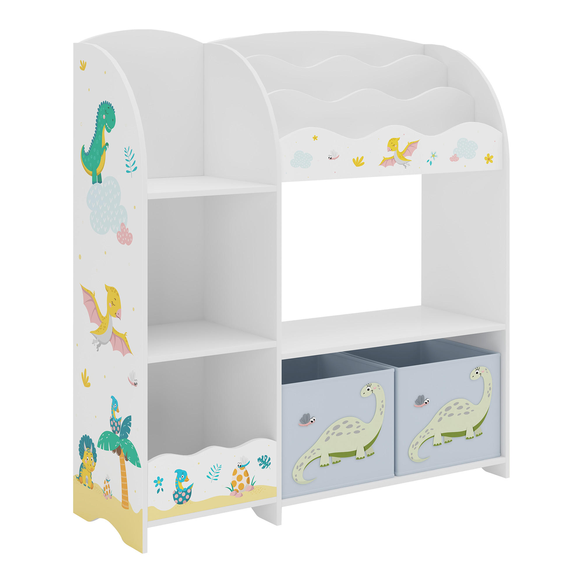 KINDERREGAL Lysekil - Gelb/Weiß, Holzwerkstoff (93/100/30cm) - [en.casa]