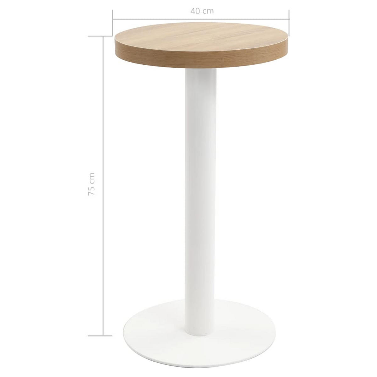 BISTROTISCH Flori rund Hellbraun/Weiß 40 cm MDF - Weiß, Holz (40/40/75cm) - DELUKE