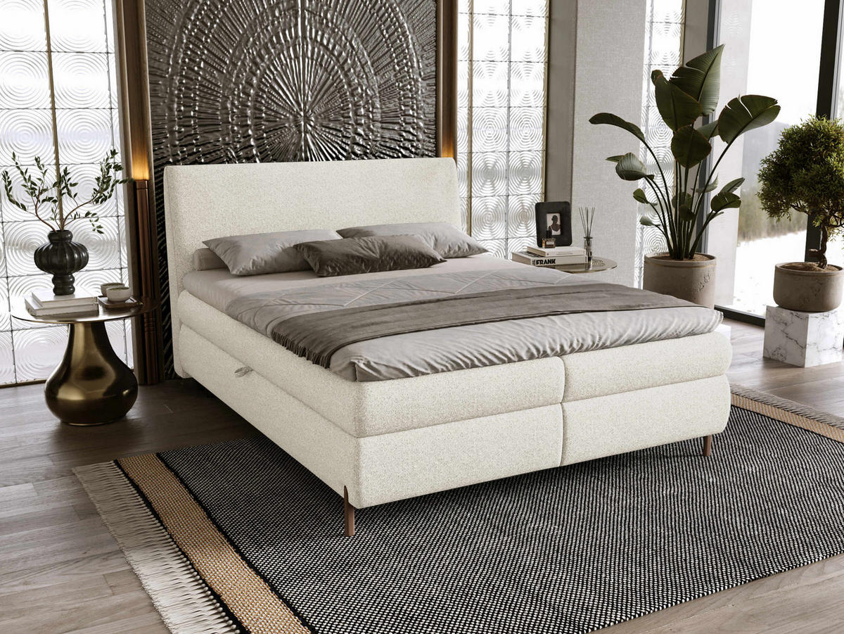 BOXBETT Evia - H3 - Creme/Braun, Holzwerkstoff/Textil (160/200cm) - MIRJAN24