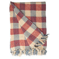 DECKE Würfel 130x180 cm, 100% Baumwolle, Blau-Rot - Rot, Textil (130/180cm) - Au Maison