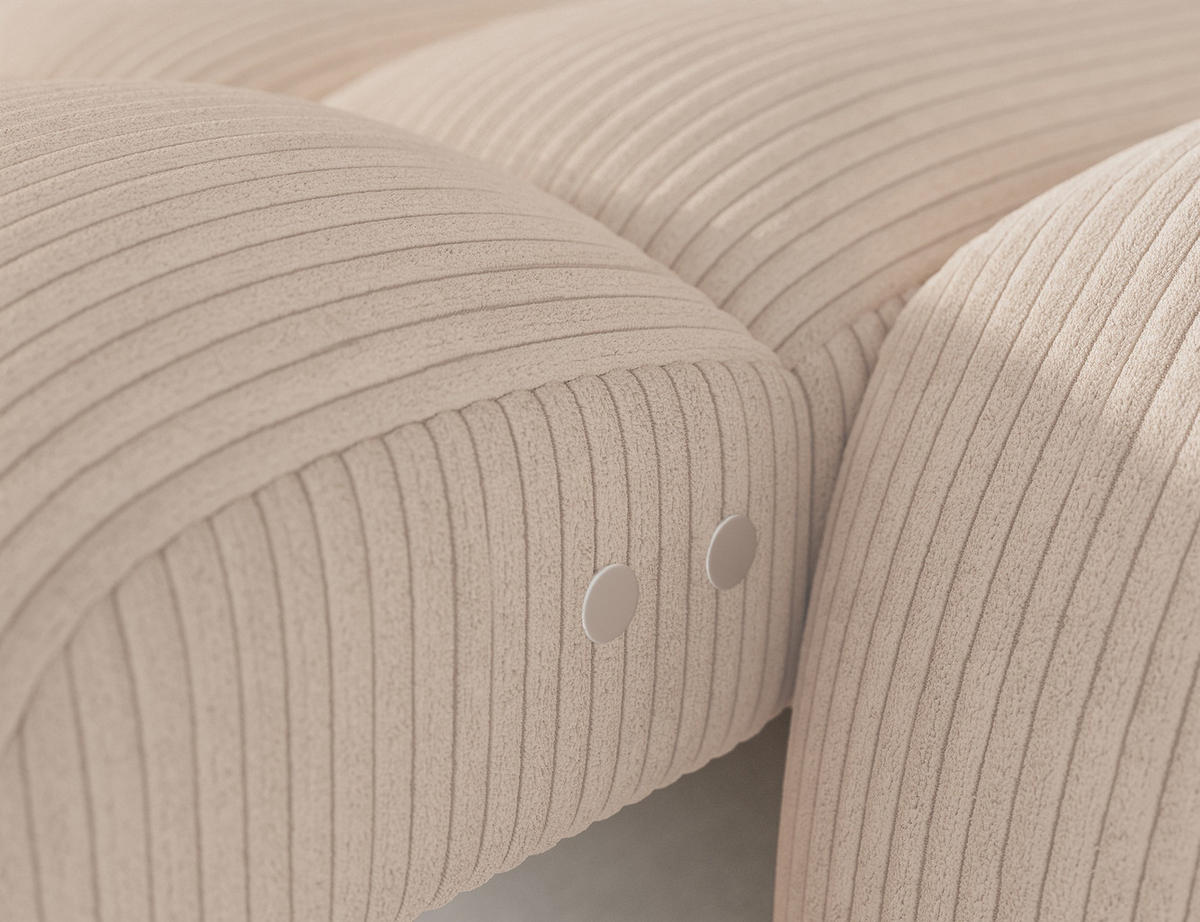 ECKSOFA Lorveno L - Creme (Jarell 20) - Creme, Holzwerkstoff (283/165cm) - Möblo