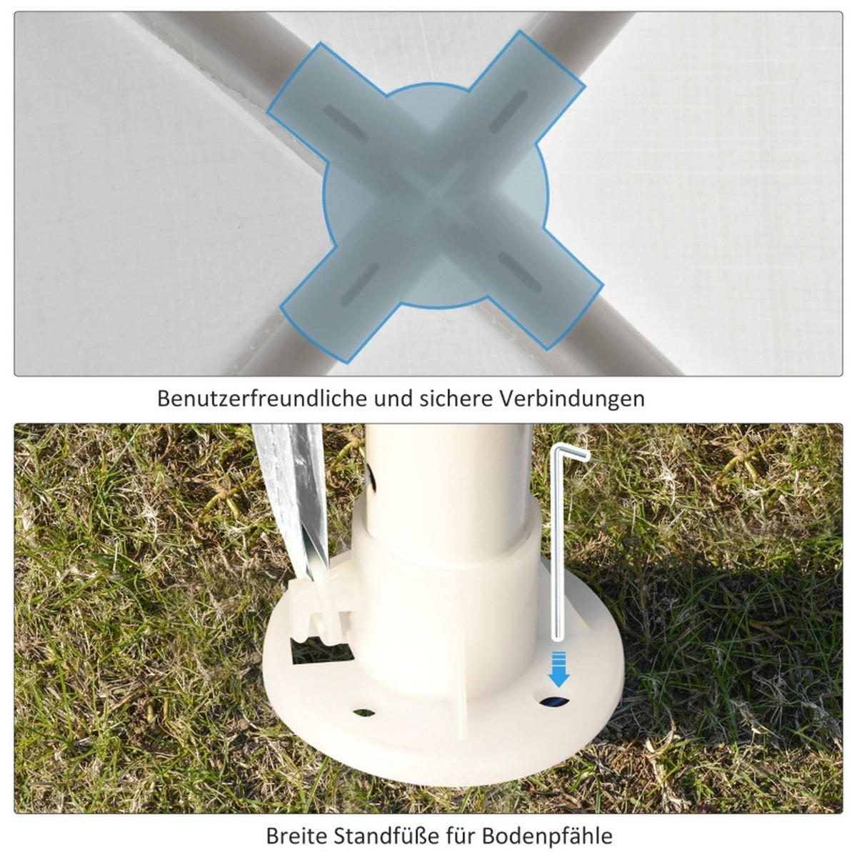 PAVILLON 2,7x2,7 m weiß rechteckig - Weiß, Metall (270/254/270cm) - ComfortXL