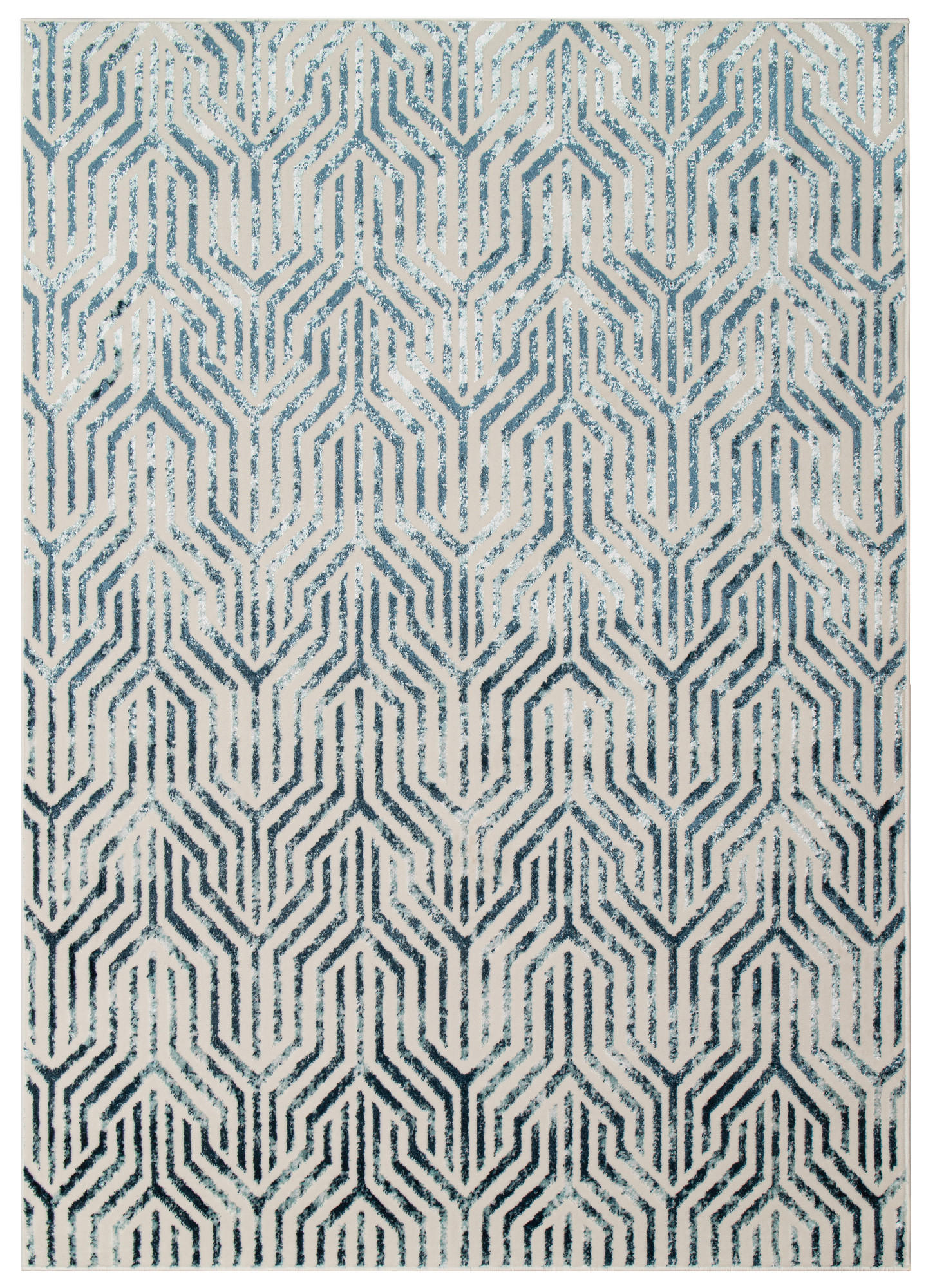 TEPPICH CRYSTAL Creme Blau 80/150 cm - Blau/Creme, Textil (80/150cm) - Tapiso