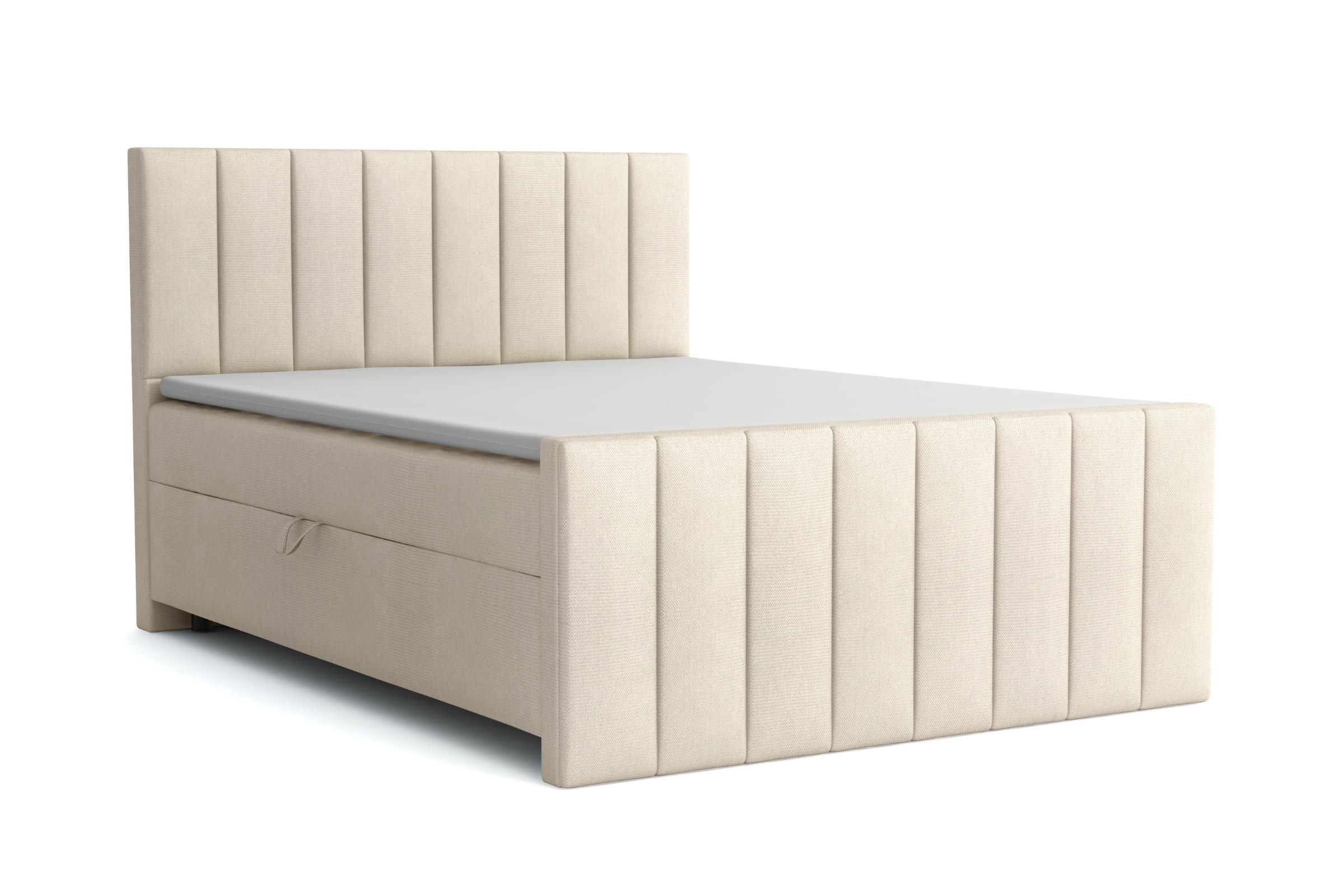 BOXBETT FEN 160/200 Velour Creme mit Bonell-Federkernmatratzen H3 - Creme, Holz/Holzwerkstoff (160/200cm) - Deine Möbel 24