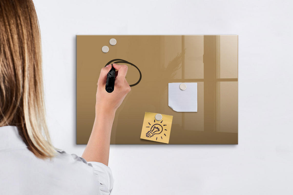 MAGNETTAFEL 60x40 Beige schwarzer Marker - Beige, Glas (60/0.4/40cm) - TULUP