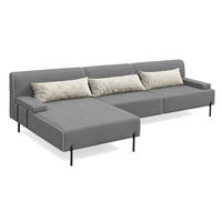 GARTENSOFA BORNEO S Wetterfest 300x170x86 cm, Links, Solide Konstruktion, HR-Schaumfüllung, Wetterfeste Bezugstoff, Grau - Grau, Holz/Metall (300/86/170cm) - Trada