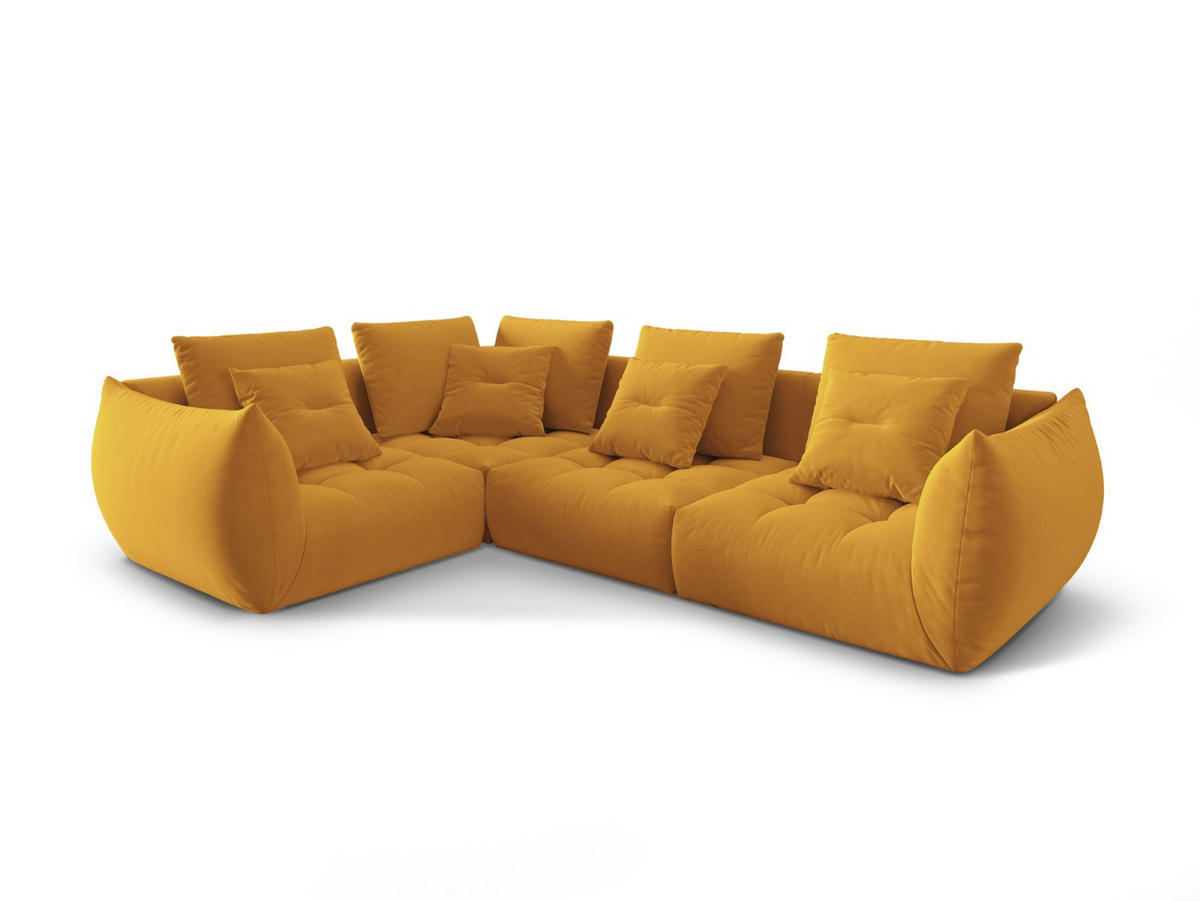 ECKSOFA modular links Bloom aus Samt gelb 3 Sitzplätze - Gelb, Textil (216/316cm) - Micadoni