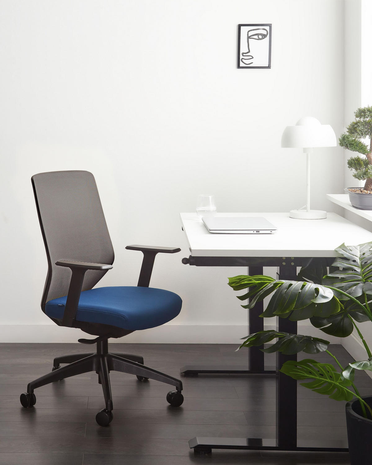 BÜROSTUHL Blau Virtuoso - Blau/Schwarz, Textil (53/97/53cm) - Beliani