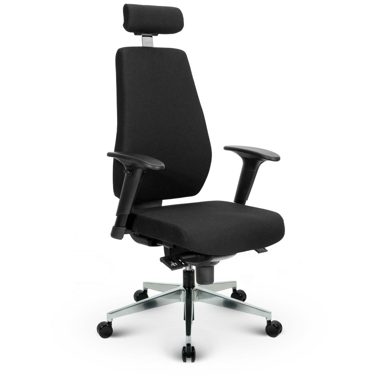 CHEFSESSEL V1404 Stoff Schwarz - ergonomisch, 150 kg belastbar, Sitzhöhe 60-63cm - Schwarz, Kunststoff/Textil (65/137/64cm) - Versee