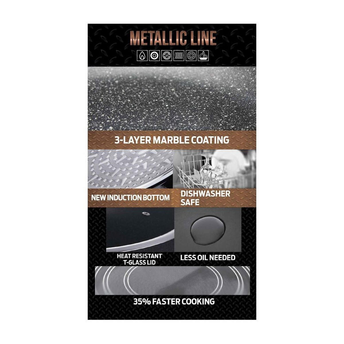 PFANNE Gold 24/24/6.5 cm BH1517 - Goldfarben, Metall (24cm) - Berlinger Haus