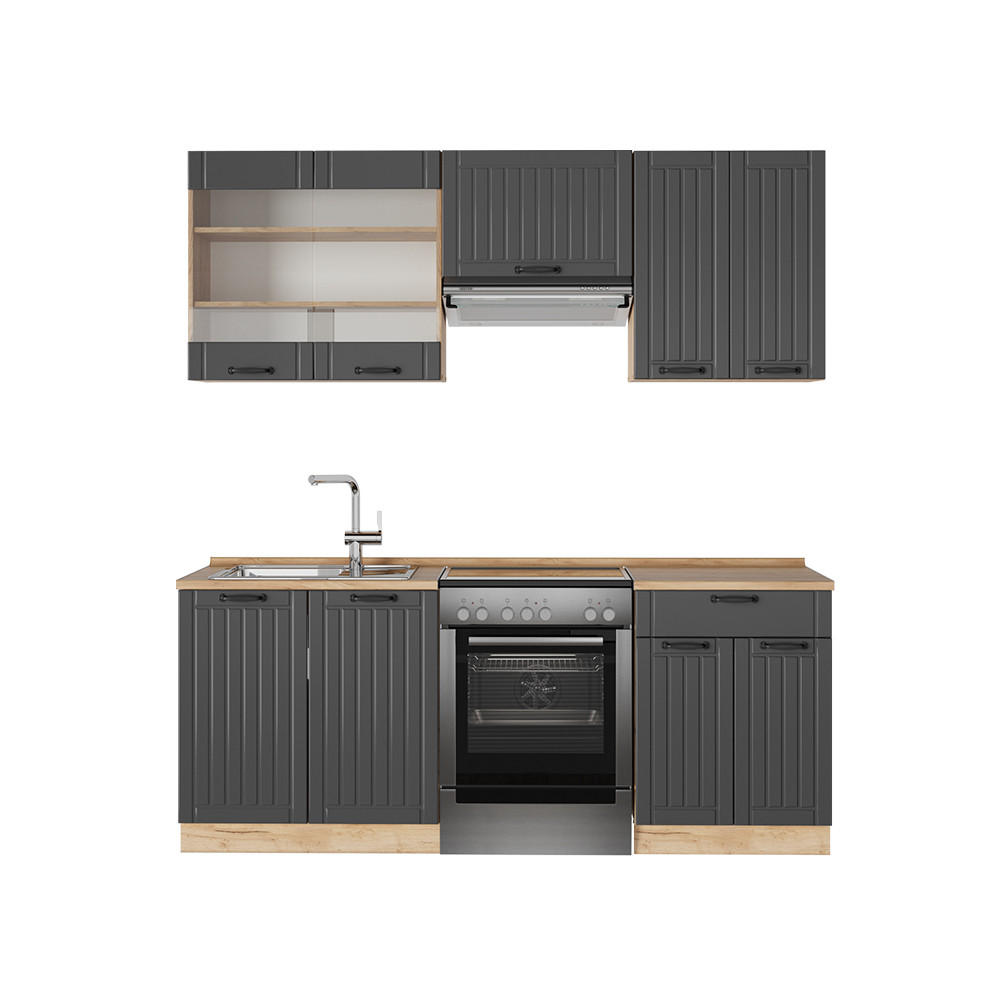 KUCHYŇSKÝ KOUT Fame-Line Tmavě šedá - medově dubová/tmavě šedá, kompozitní dřevo (200/81.6/60cm) - Vicco
