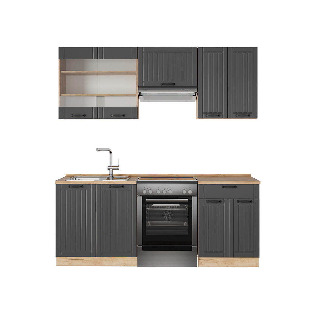 KUCHYŇSKÝ KOUT Fame-Line Tmavě šedá - medově dubová/tmavě šedá, kompozitní dřevo (200/81.6/60cm) - Vicco