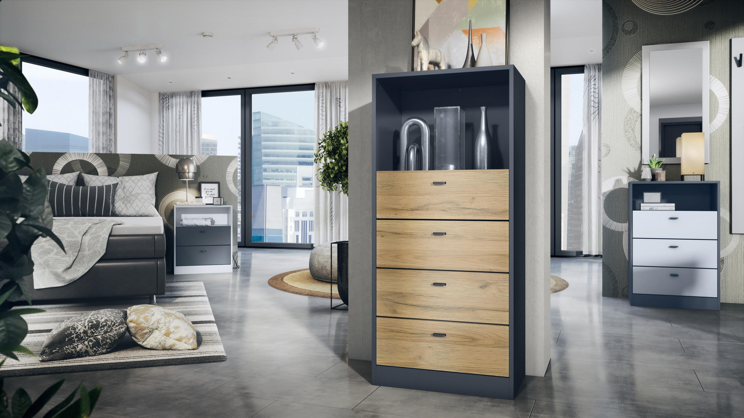 KOMMODE Pino Fronten in Eiche Natur - Eichefarben, Holzwerkstoff (56/125/36cm) - Vladon