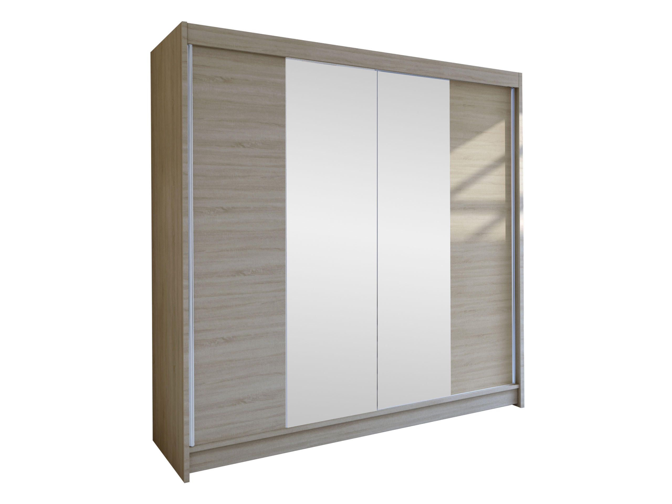 SCHWEBETÜRENSCHRANK Talin II - Silberfarben/Sonoma Eiche, Holzwerkstoff/Metall (180/215/58cm) - MIRJAN24