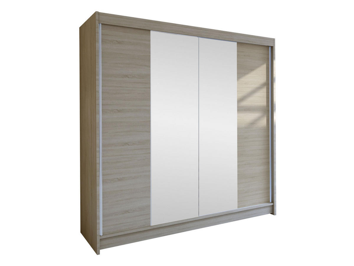 SCHWEBETÜRENSCHRANK Talin II - Silberfarben/Sonoma Eiche, Holzwerkstoff/Metall (180/215/58cm) - MIRJAN24