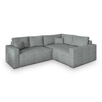 ECKSOFA ERONIS R-S Hellgrau Kordstoff mit Schlaffunktion - Hellgrau, Holz (265/194cm) - MASSENO