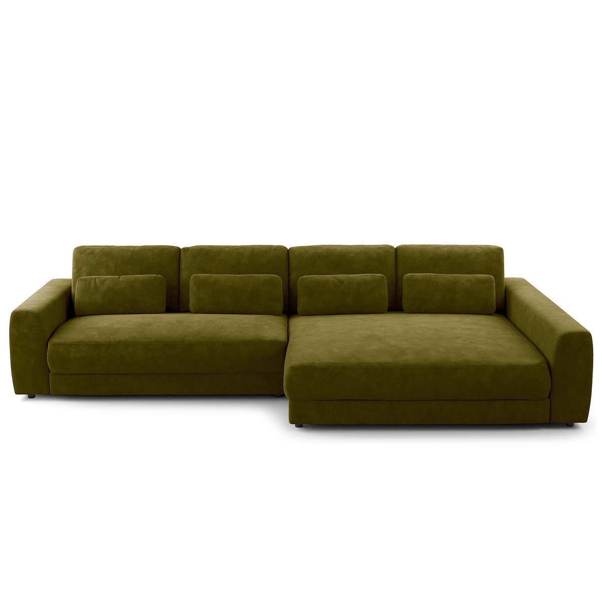 ECKSOFA mit XXL-Longchair - Schwarz/Grün, Kunststoff/Textil (323/182cm) - home24