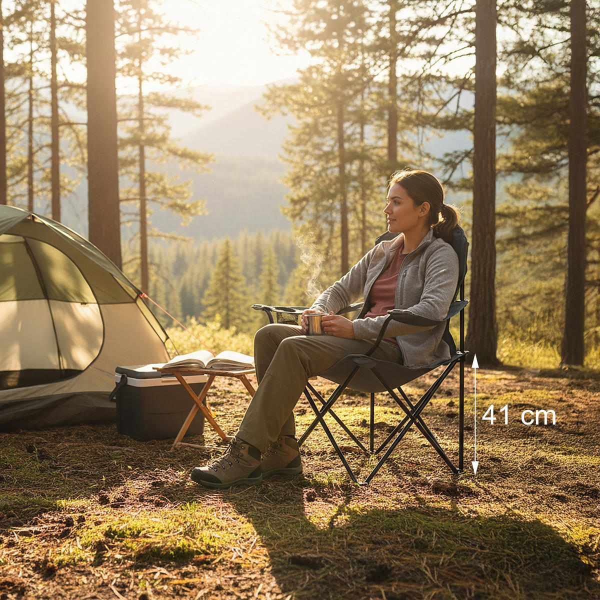 CAMPINGSTUHL Grau klappbar 106x90x45 cm - Multicolor, Kunststoff/Textil (90/106/45cm) - Relaxdays