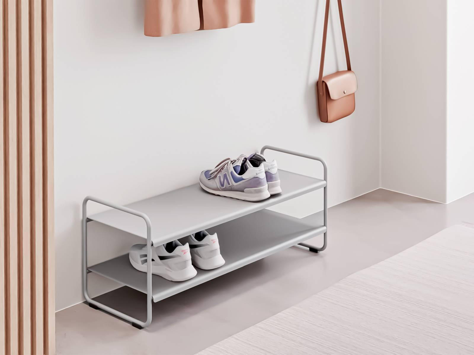 SCHUHREGAL A-Collection grau schmal 33/80/33 cm - Grau, Metall (80/33/33cm) - Zone Denmark