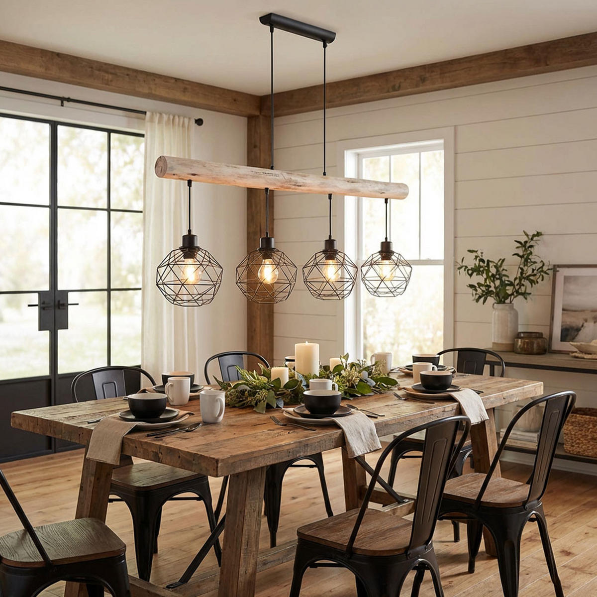 LED HÄNGELEUCHTE Theodor Holzoptik Braun - Braun, Holz (85/18/120cm) - Globo Lighting