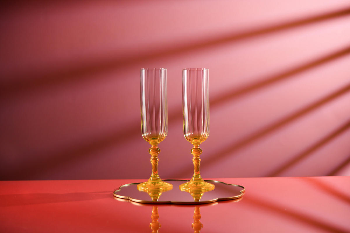 SEKTGLÄSER, 2er-Set, 200 ml - Gelb, Glas (0.2L) - Krosno Glass