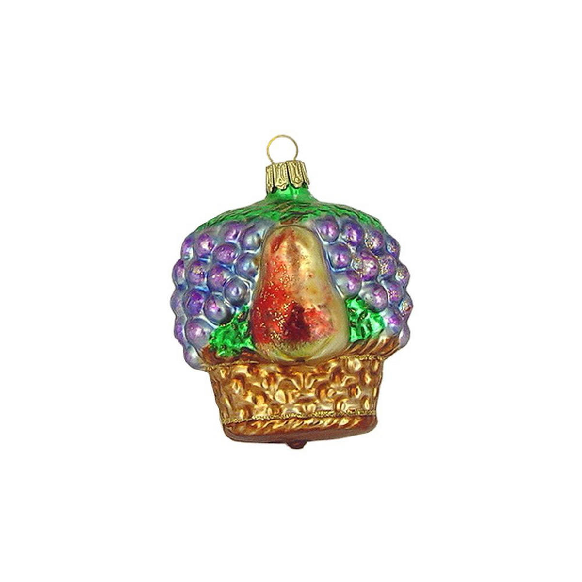 CHRISTBAUMSCHMUCK Obstkorb weiß matt Goldglimmer 8 cm - Multicolor, Metall (0.1/8/0.1cm)