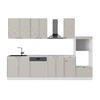 KÜCHENZEILE Fame-Line GrauBeige/Weiß 300 cm mit Hochschrank, ohne AP - Weiß/Grau, Holzwerkstoff (300/81.6/46cm) - Vicco